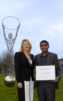 Angela Canavan, Chief Operations Officer at Asidua with winning University of Ulster student Dinuka Wijesinghe