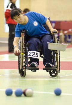 Hong Kong's Hoi Ying Karen Kwok plays in the BC2 category of today's [Tuesday] Boccia World Cup at the University of Ulster's Jordanstown campus. Hoi Ying Karen Kwok beat Thailand's Maleemao Supaporn 6-1 in the first match of the pools section of the individual event