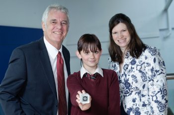 Leona Parry, St Joseph’s College, winner of the Individual prize at the GIS workshop for schools held at Coleraine campus of University of Ulster with Professor Keith Day (Head of School of Environmental Sciences) and Dr Aideen Hunter (School of Education).