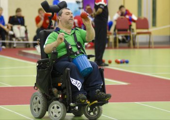 Ireland's Jason Kearney, who beat Argentina's Pablo SebastiÃ¡n Gonzales 4-1 in the BC2 category of the 2011 Boccia World Cup 