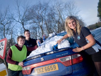 Alasdair O'Hara, Environmental Science student, Sean Cunningham, Site Vice President at Coleraine and Emma Annett, Vice President for Education and Welfare 