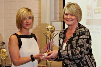 Business Management graduate Sharon Shirley, pictured with Dawn Hart, Armstrong Medical