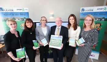 Pictured at the launch of the Sport for LIFE All Island programme at the Ulster Sports Academy (left to right) Dr Fiona Chambers, Head of PE and Sport, University College Cork; Professor Deirdre Brennan, Sport for LIFE, All Ireland Project Leader, University of Ulster; Dr Sarah Jane Belton, School of Health and Human Performance, Dublin City University; Professor Alastair Adair, PVC (Development) and Provost (Jordanstown and Belfast), University of Ulster; Erica Roseingrave, Public Affairs and Communications Manager, Coca Cola Hellenic Ireland and Professor Marie Murphy, Head of Ulster Sports Academy, University of Ulster