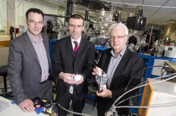 Stephen McComb, Technology Leader for the NI Connected Health Innovation Centre (CHIC) with University of Ulster's Professor Chris Nugent (on left) and Professor Jim McLaughlin, Director of Ulster’s Nanotechnology and Integrated BioEngineering Centre (NIBEC).