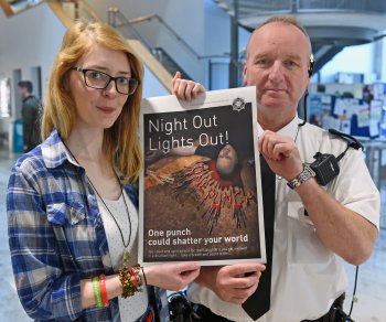 Pictured Sarah Gordon, vice-president of the Ulster University Students’ Union, Belfast and Inspector Raymond Shaw, Laganbank Neighbourhood Policing Team.